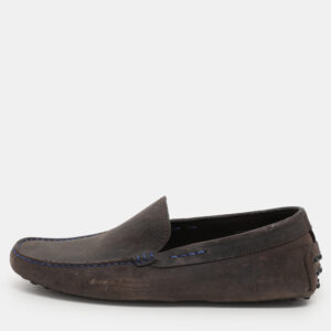 Tod's Grey Nubuck Leather Loafers Size 39.5