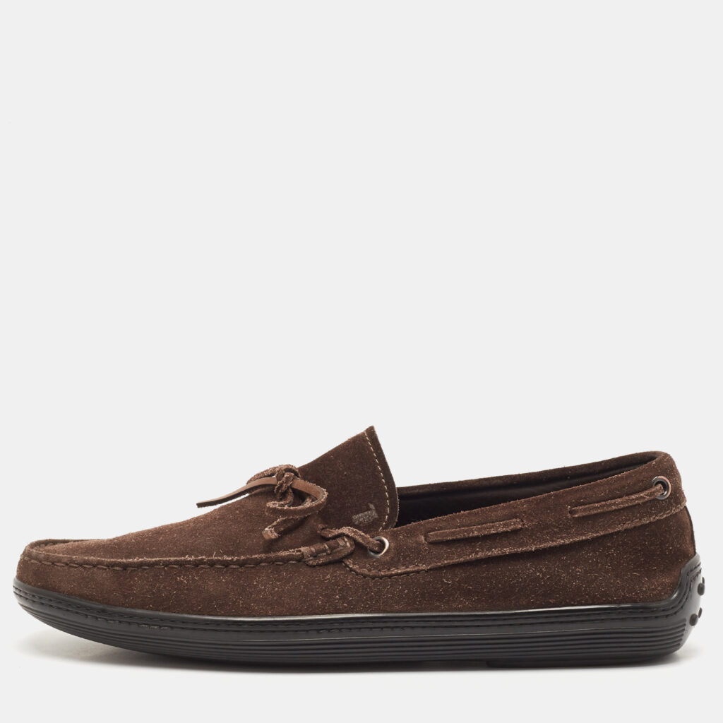 Tod's Dark Brown Suede Driver Loafers Size 41.5