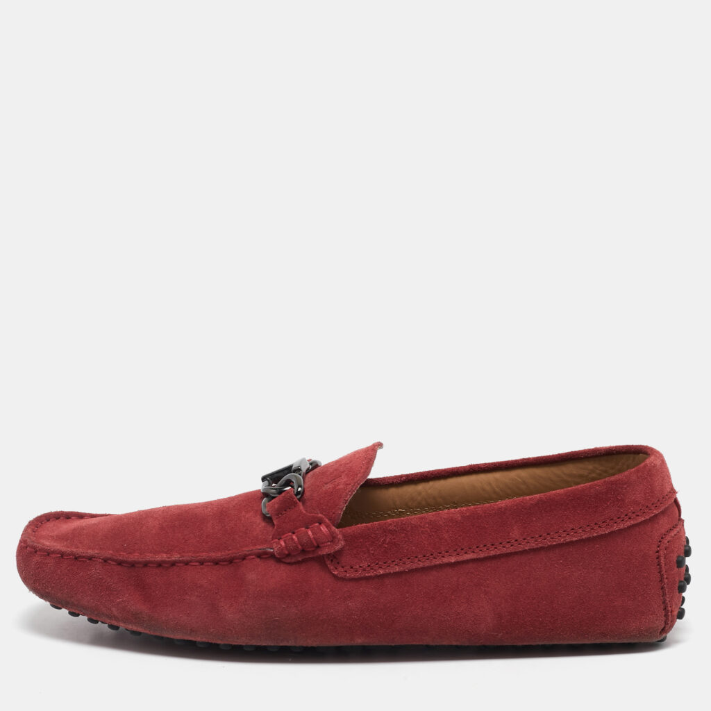 Tod's Red Suede Slip On Loafers Size 43