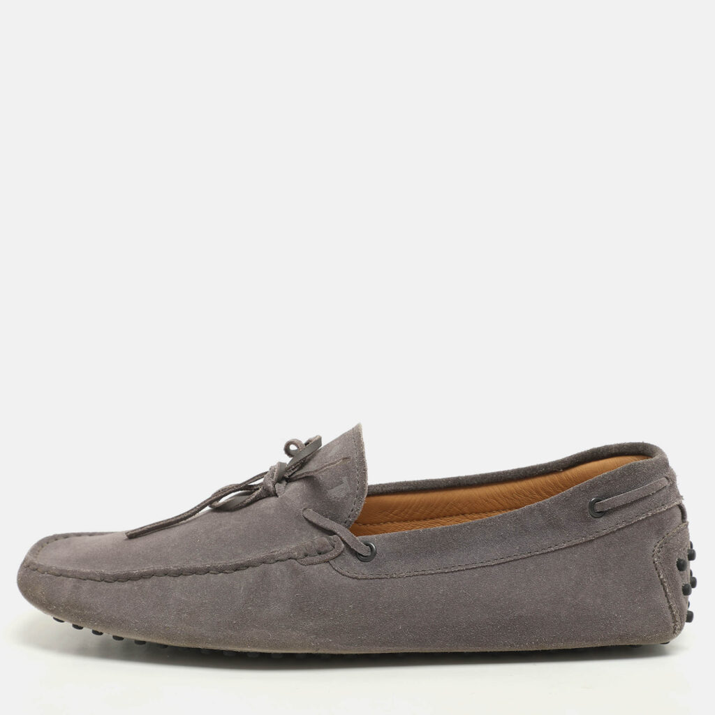 Tod's Grey Suede Loafers Size 44.5
