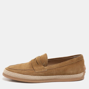 Tod's Khaki Suede Penny Penny Loafers Size 42