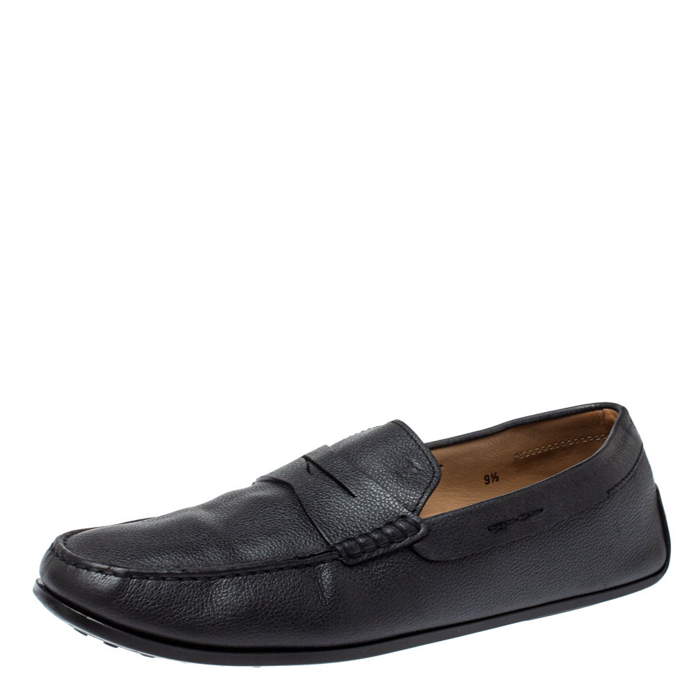 luxury-men-tods-used-shoes-p367163-003 Tod's Black Leather Penny Loafers Size 44
