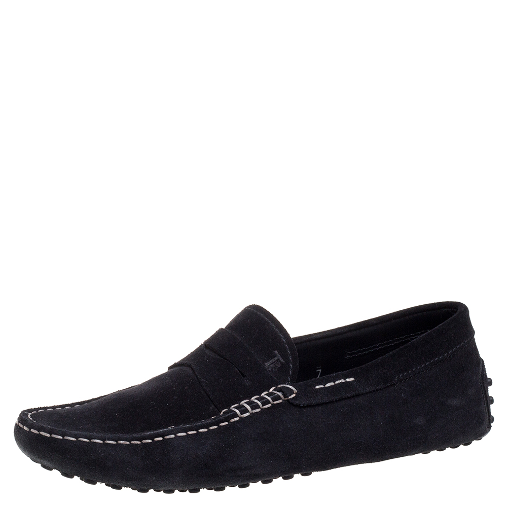 luxury-men-tods-used-shoes-p376106-003 Tod's Black Suede Loafers Size 41