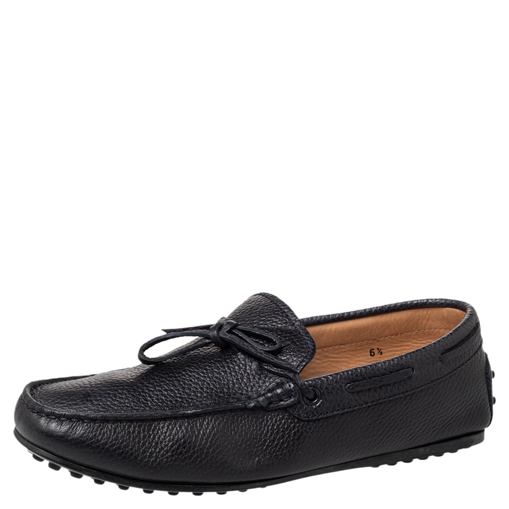 luxury-men-tods-used-shoes-p466882-009 Tod's Black Leather Slip on Loafers Size 40
