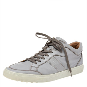 Tods Grey Leather Low Top Sneakers Size 42