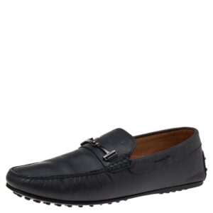 Tod's Black Leather T Logo Slip On Loafers Size 42