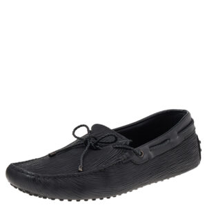 Tod's Black Leather Bow Slip on Loafers Size 44.5