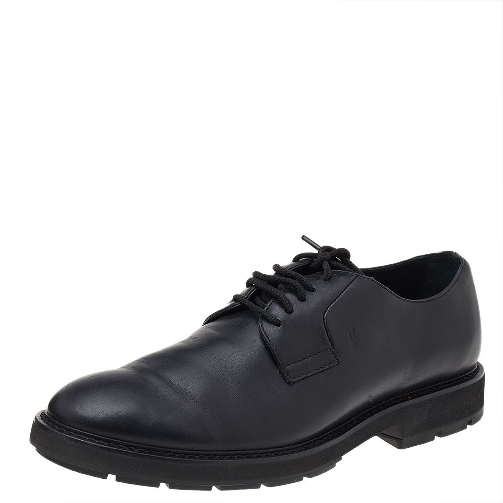 Tod's Black Leather Lace Up Oxfords Size 39.5