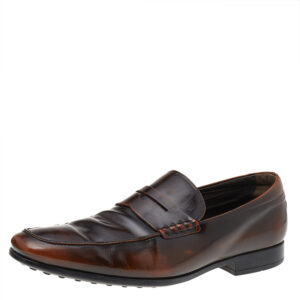 Tod's Dark Brown Leather Slip On Penny Loafers Size 43