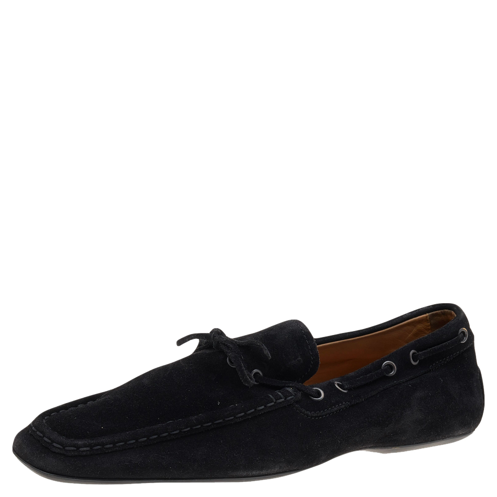 Tod's Black Suede Slip on Loafers Size 44.5