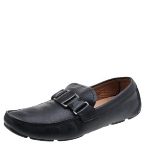 Salvatore Ferragamo Black Leather Slip On Loafers Size 41