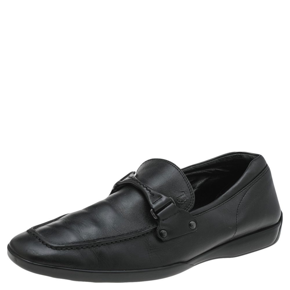 luxury-men-tods-used-shoes-p597014-005-2 Tod's Black Leather Slip On Loafers Size 41.5