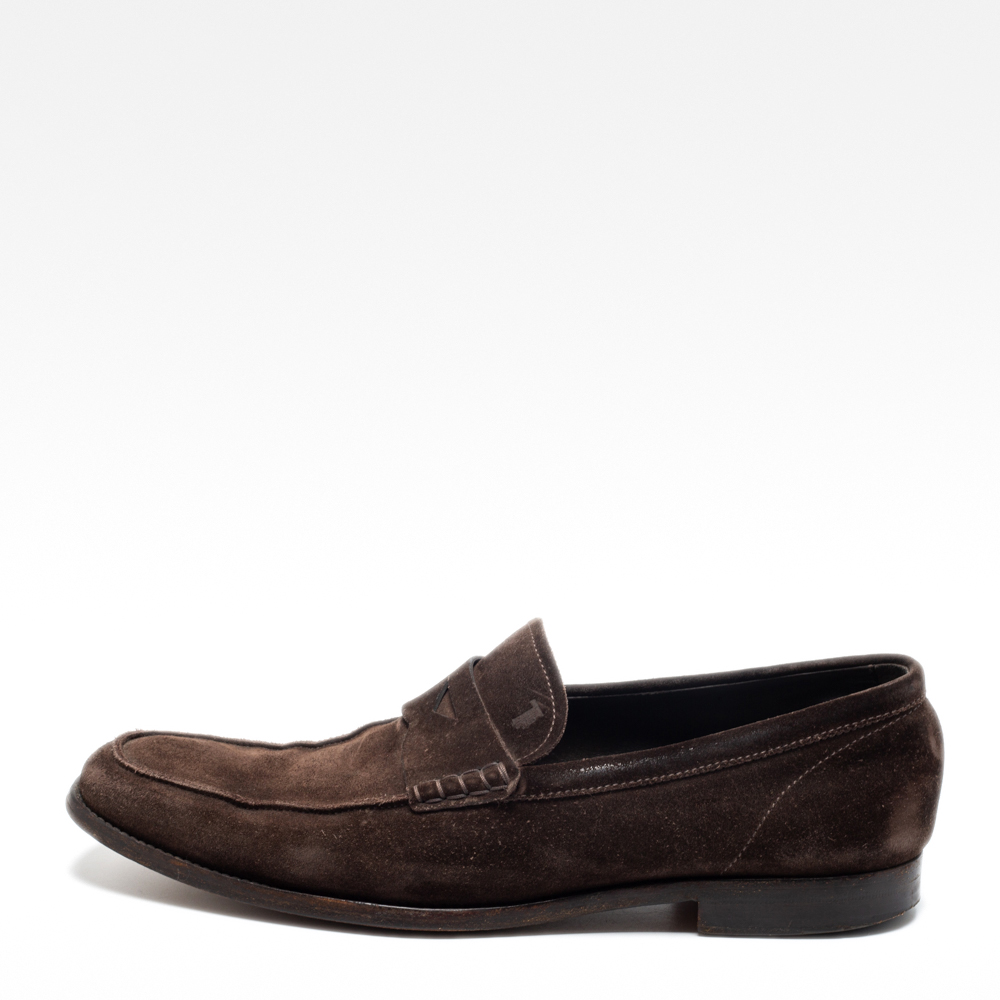 luxury-men-tods-used-shoes-p672990-001 Tod's Brown Suede Gommino Slip On Loafers Size 41.5