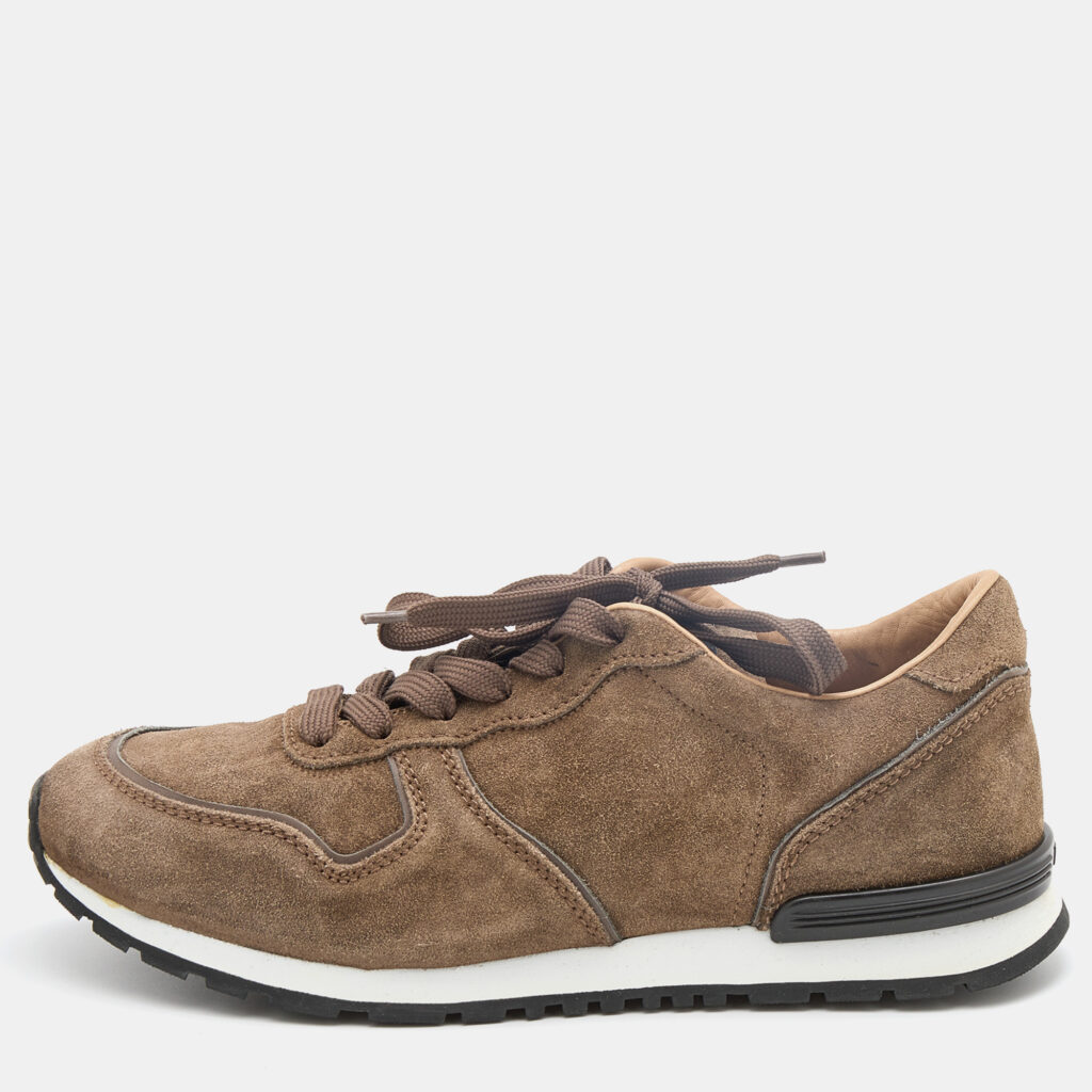 luxury-men-tods-used-shoes-p730605-004 Tod's Brown Suede Low Top Sneakers Size 39.5