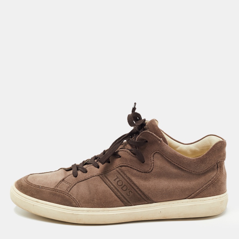 luxury-men-tods-used-shoes-p764400-1675745055-002 Tod's Brown Suede Low Top Sneakers Size 41.5