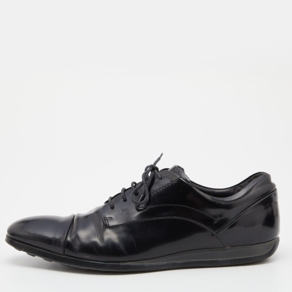 luxury-men-tods-used-shoes-p811166-002 Tod's Black Leather Lace Up Derby Size 41.5