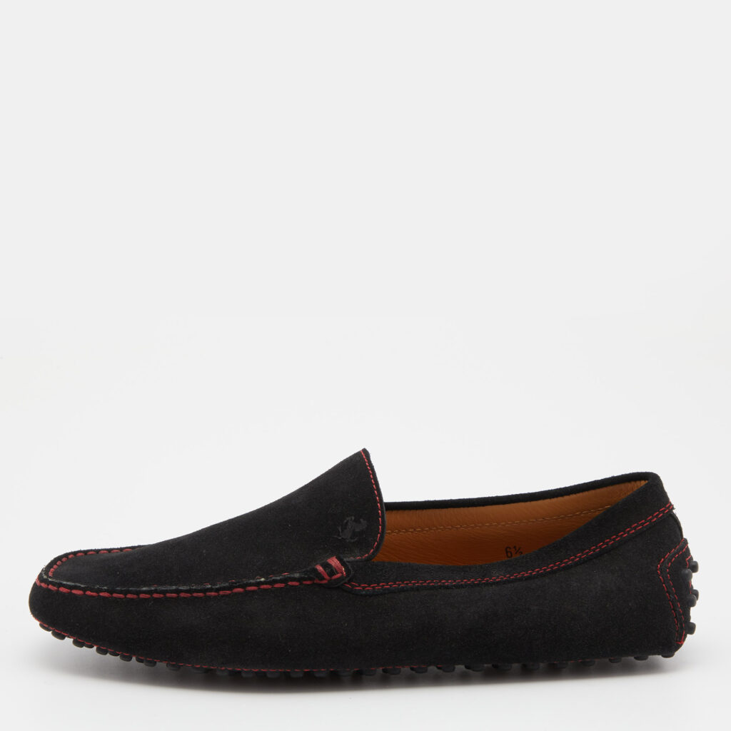 luxury-men-tods-used-shoes-p811254-002 Tod's For Ferrari Black Suede Slip On Loafers Size 40