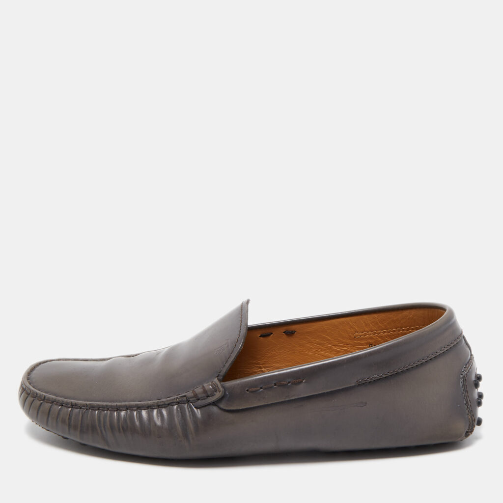 luxury-men-tods-used-shoes-p867978-001 Tod's Light Brown Leather Slip On Loafers Size 41.5