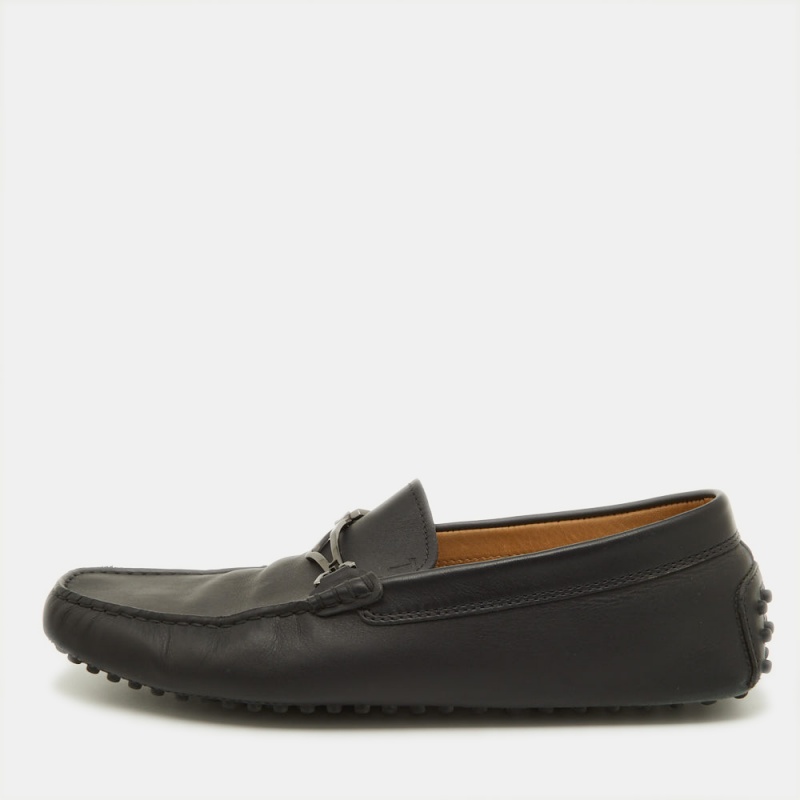 luxury-men-tods-used-shoes-p901775-1701059995-002 Tod's Black Leather Slip On Loafers Size 41