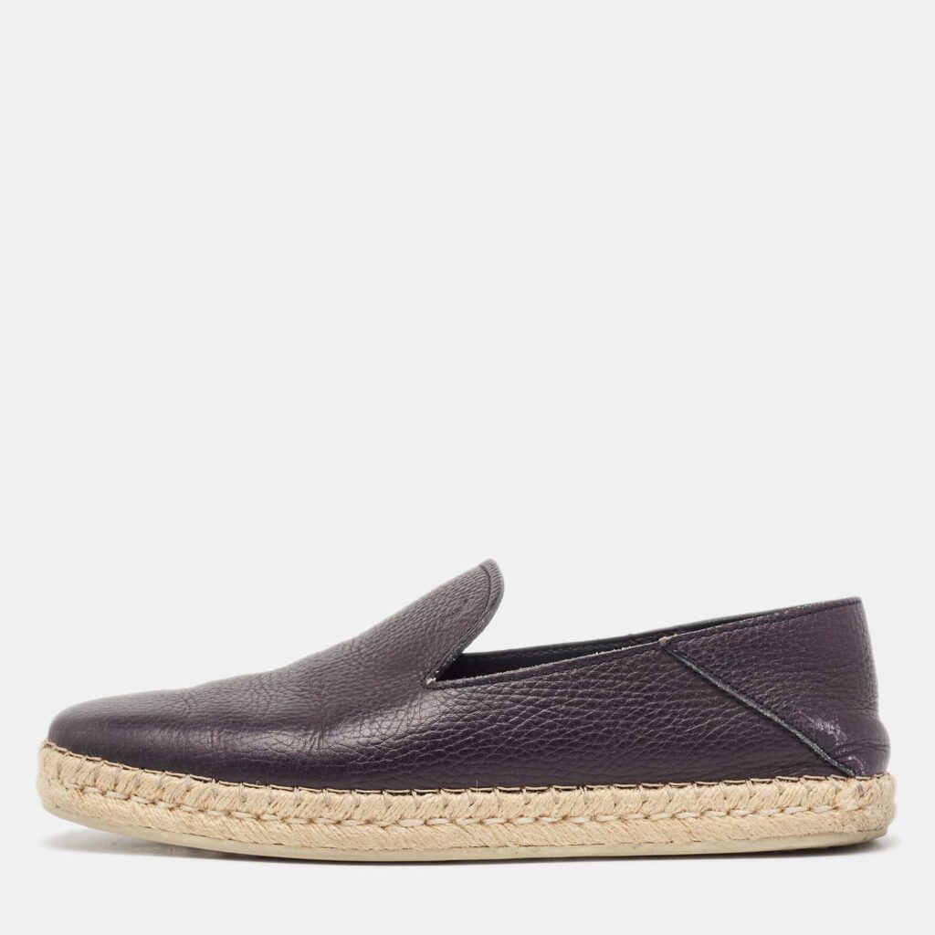 luxury-men-tods-used-shoes-p998556-003 Tod's Black Leather Slip On Espadrilles Flats Size 39.5