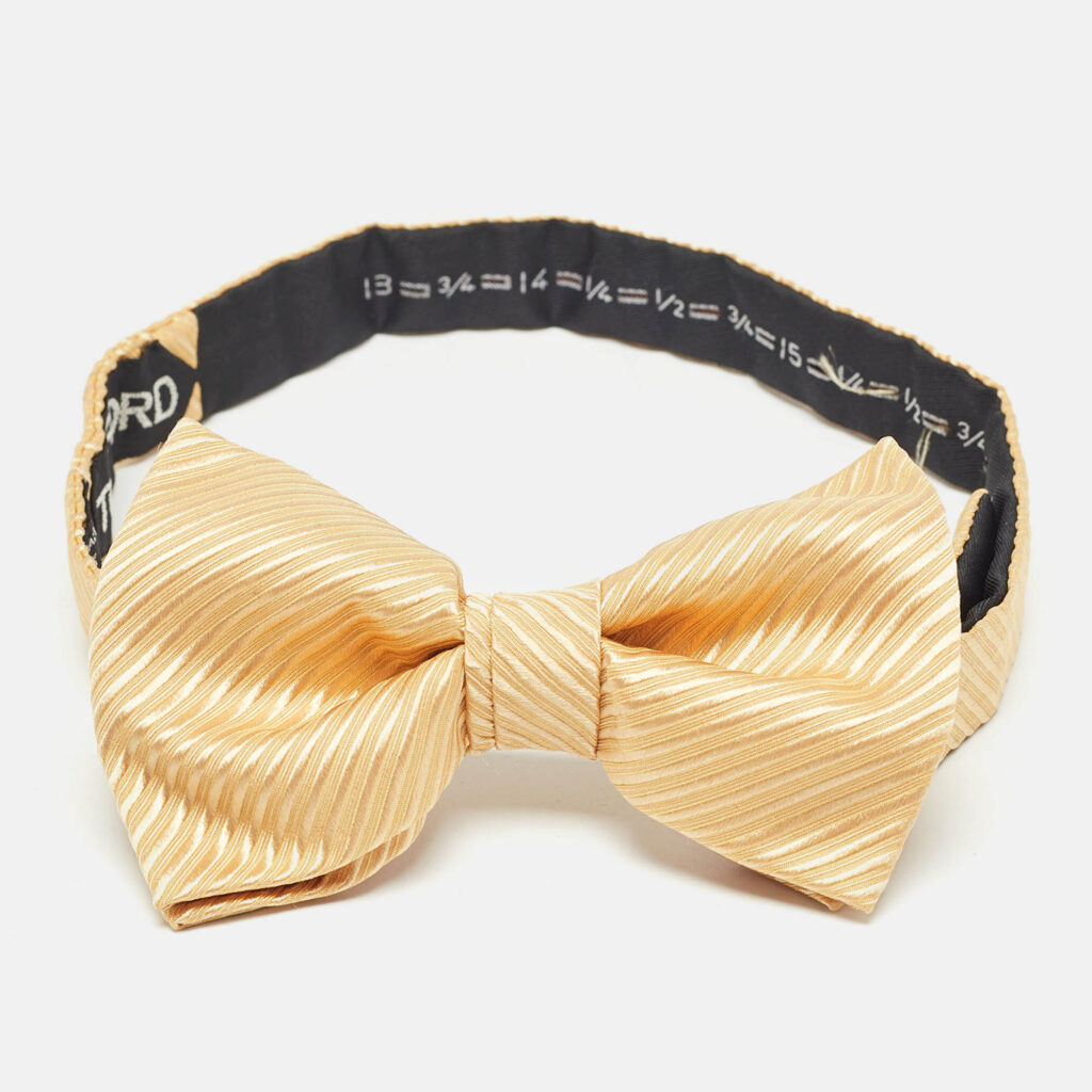 luxury-men-tom-ford-used-accessories-p1009413-004 Tom Ford Yellow Stripe Silk Bow Tie