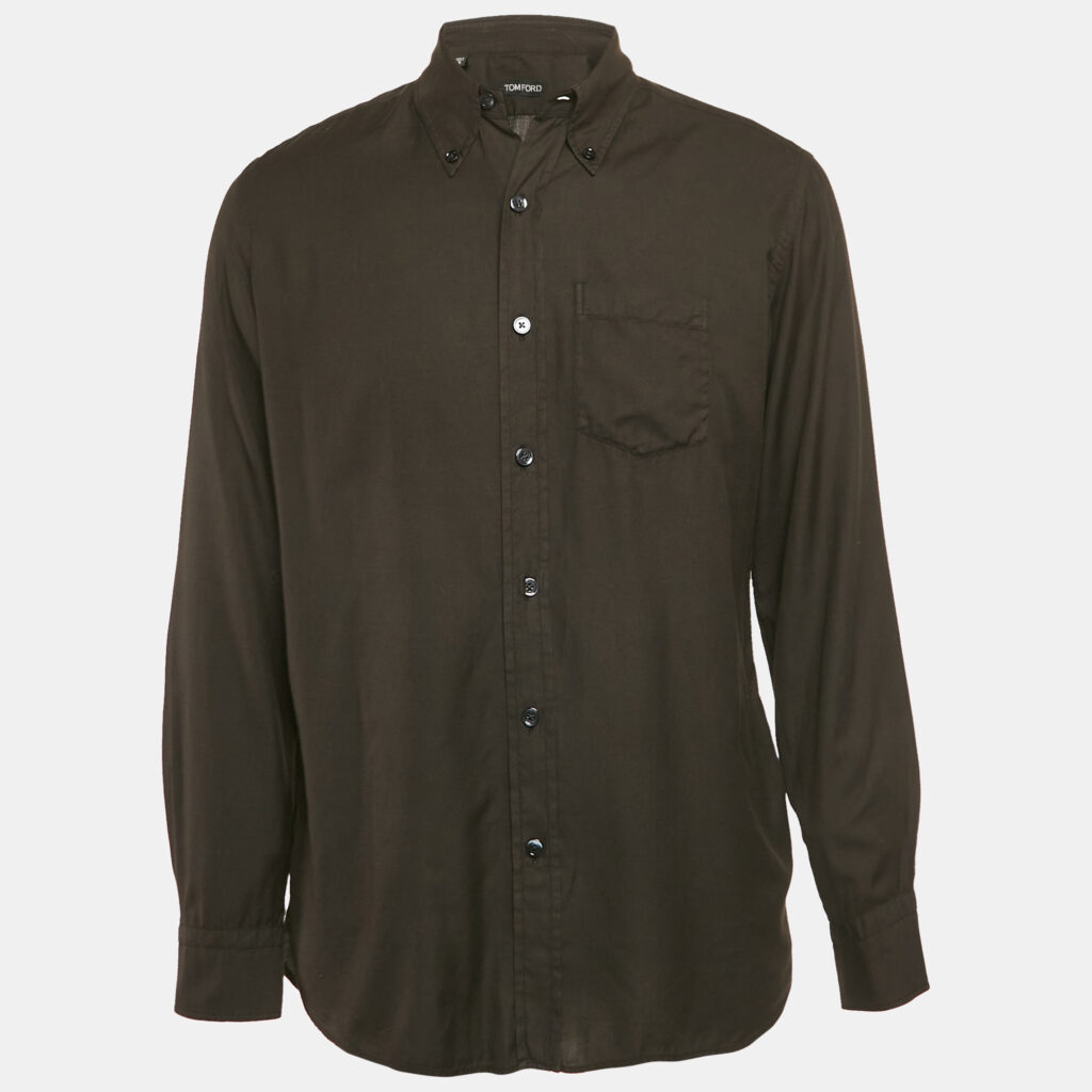 Tom Ford Black Cotton Long Sleeve Shirt XL