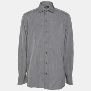 Tom Ford Grey Cotton Long Sleeve Shirt L