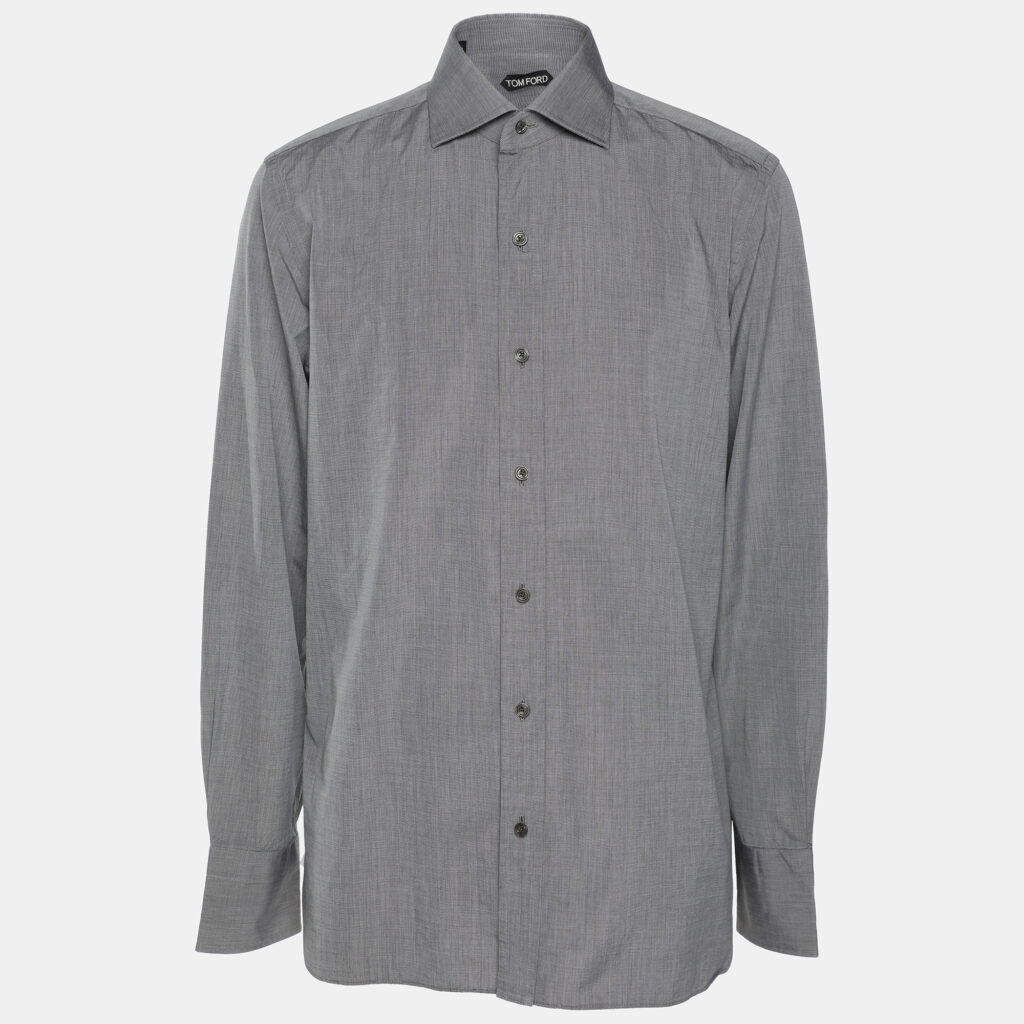 Tom Ford Grey Cotton Long Sleeve Shirt L