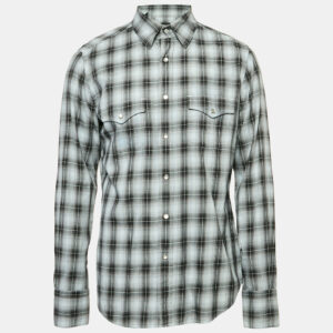 Tom Ford Grey Checked Cotton Full Sleeve Shirt XL