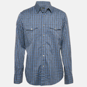 Tom Ford Blue Checks Cotton Button Front Shirt XXL