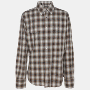 Tom Ford Multicolor Check Print Cotton Button Front Shirt XL