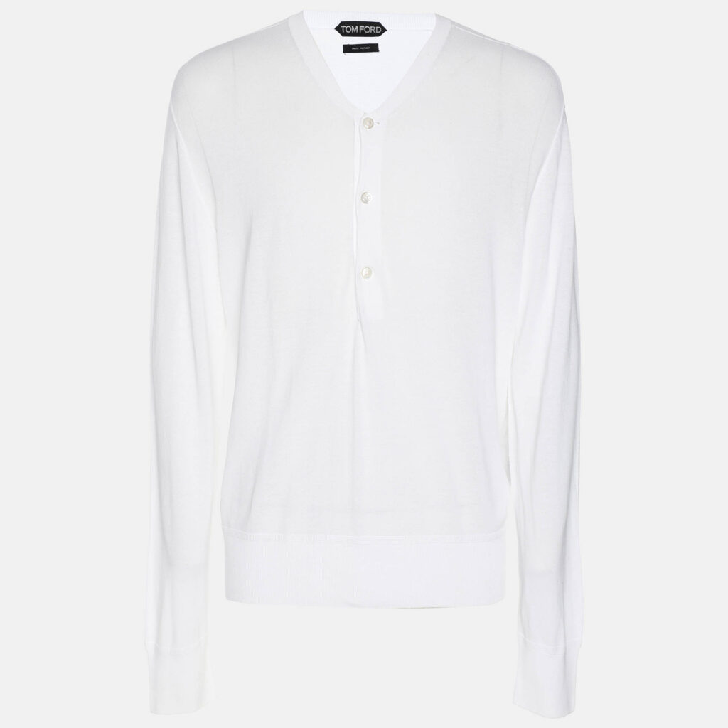 Tom Ford White Cotton Knit Sweatshirt M