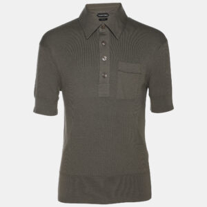 Tom Ford Green Cotton Knit Polo T-Shirt L