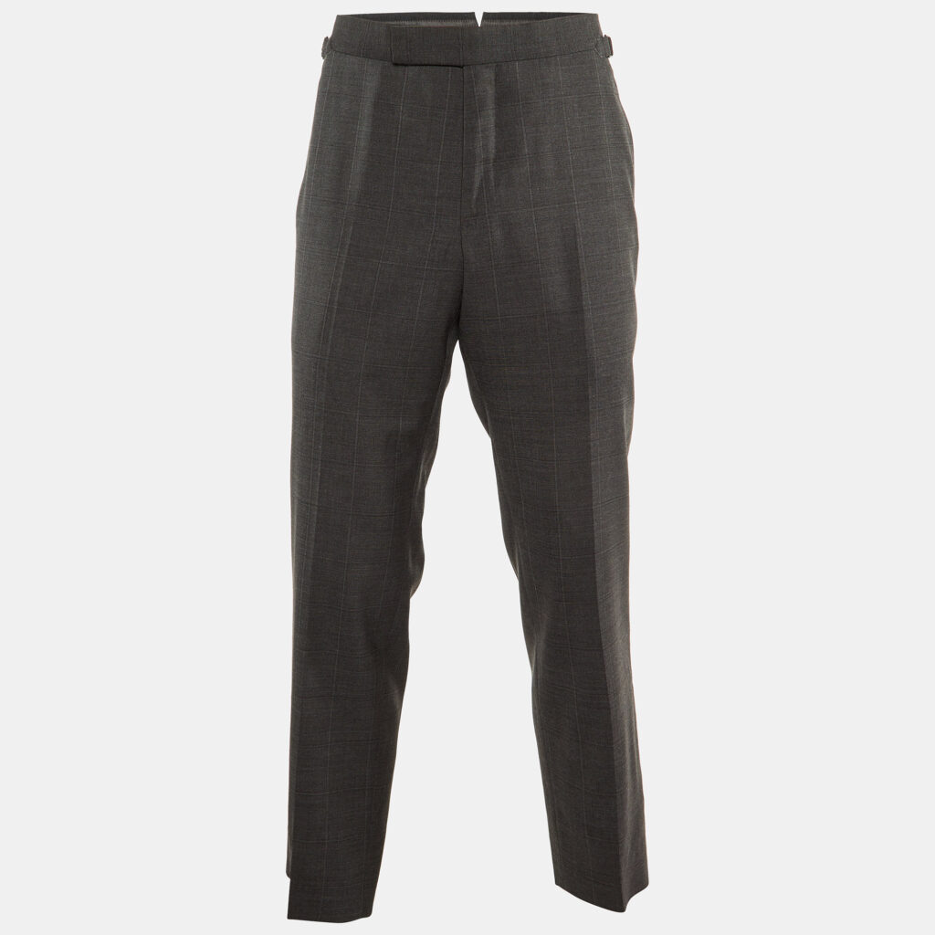 luxury-men-tom-ford-used-clothes-p1161579-004 Tom Ford Dark Grey Check Pattern Wool Tailored Pants L