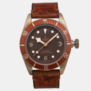 tudor heritage black bay bronze 79250bm brown dial automatic men's wristwatch 43 mm