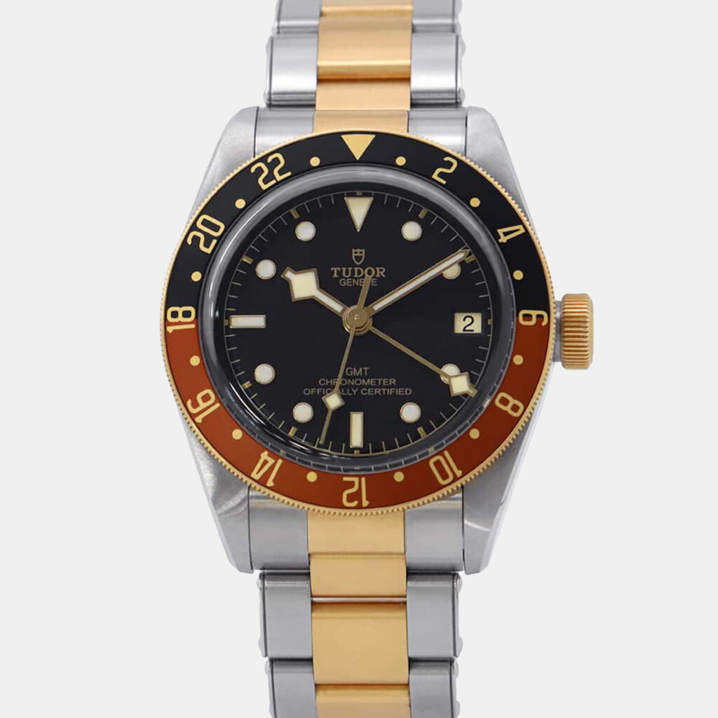 luxury-men-tudorslug-used-watches-p1134490-005 Tudor Black 18k Yellow Gold Stainless Steel Black Bay 79833MN-0001 Automatic Men's Wristwatch 41 mm