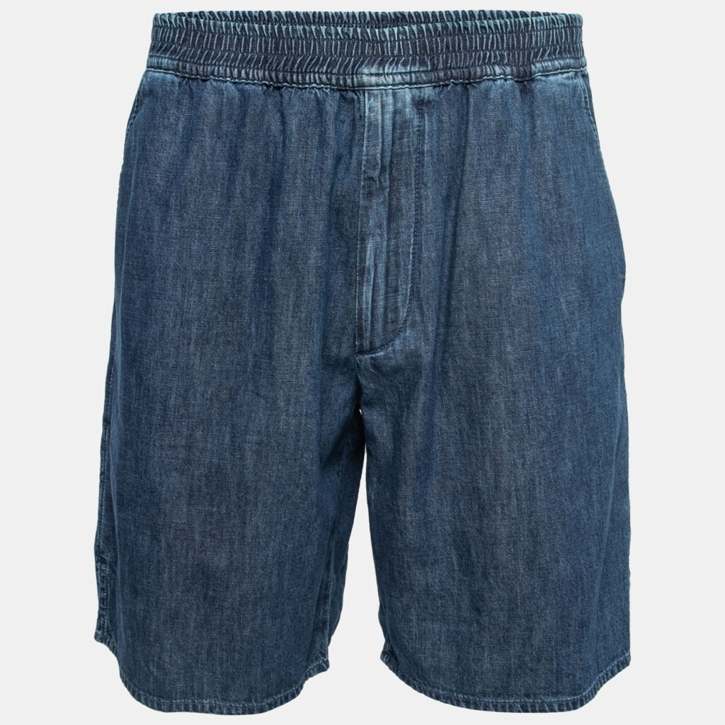 luxury-men-valentino-new-clothes-p732506-003 Valentino Blue Denim Elastic Waist Shorts M
