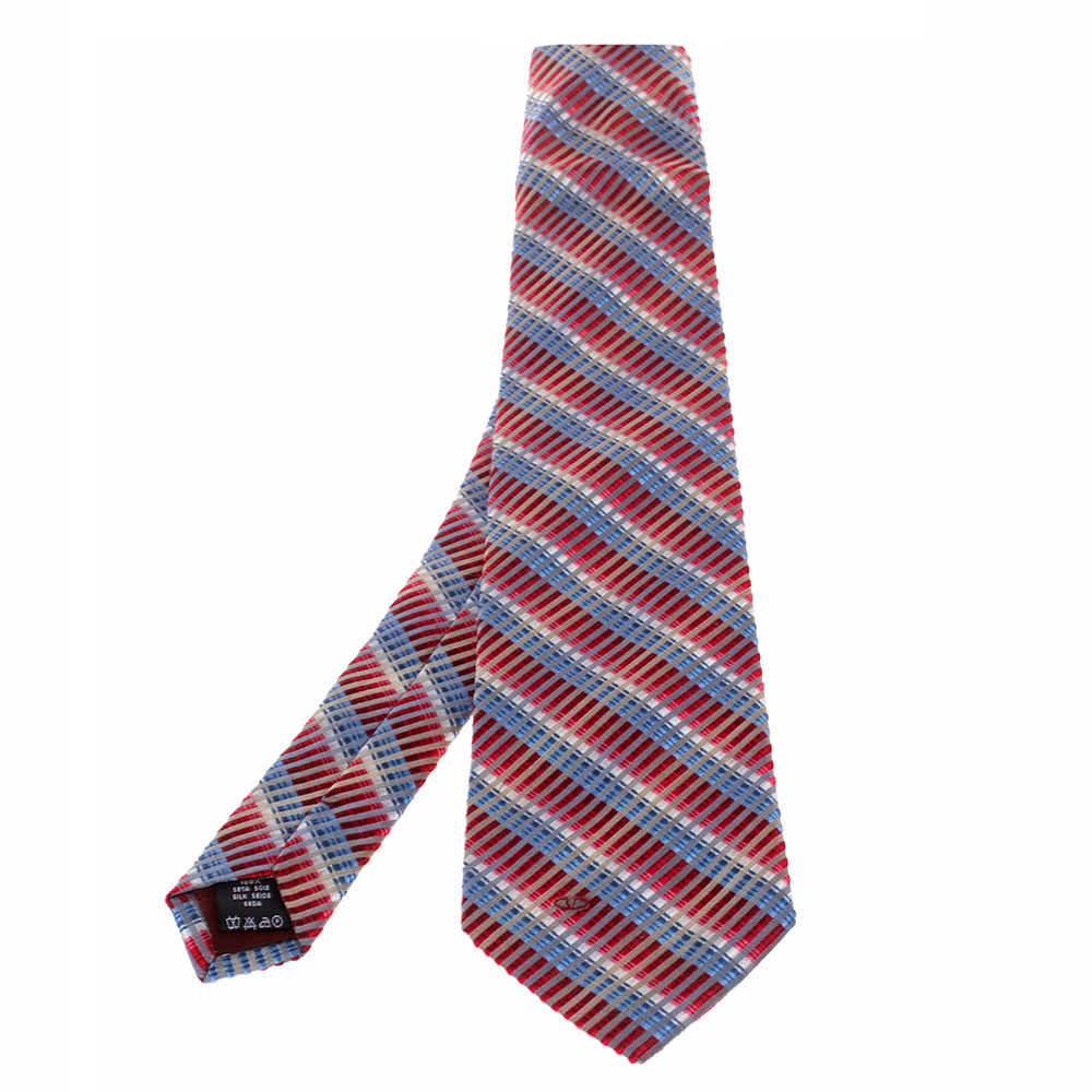 luxury-men-valentino-used-accessories-p456985-001 Valentino Vintage Multicolor Ombre Diagonal Striped Silk Tie