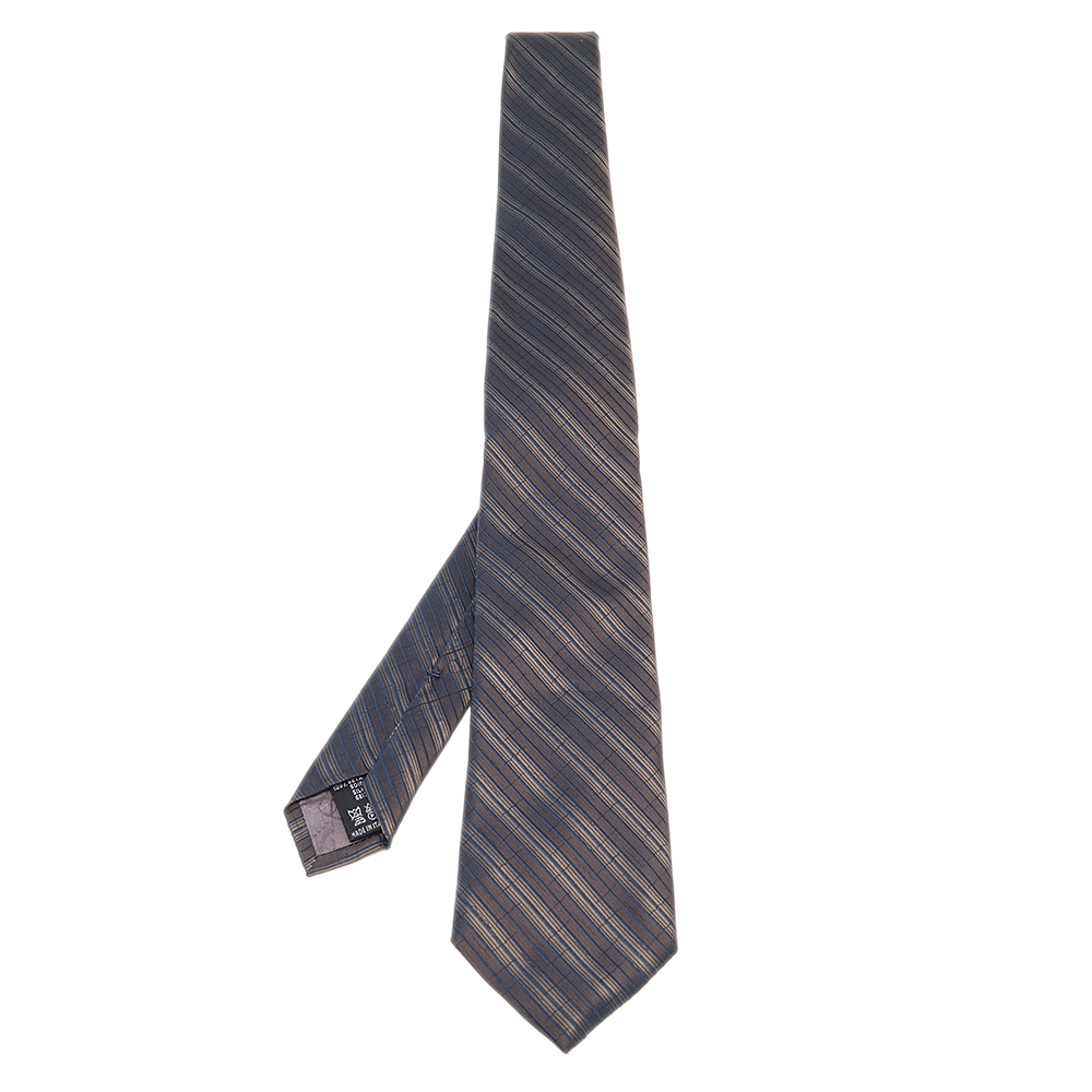 luxury-men-valentino-used-accessories-p563929-001-2 Valentino Brown Striped Silk Tie