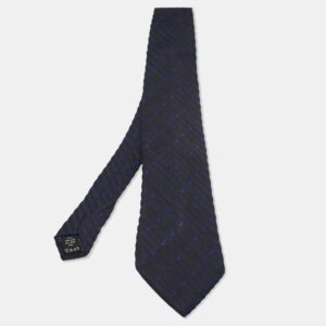 Valentino Navy Blue Silk Jacquard Tie