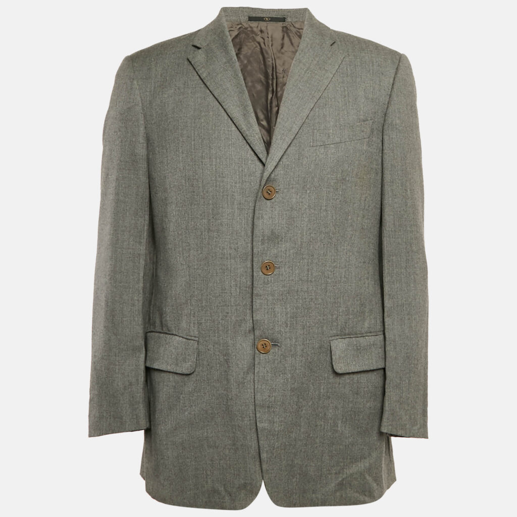 luxury-men-valentino-used-clothes-p1083709-001 Valentino Grey Wool Single Breasted Blazer L