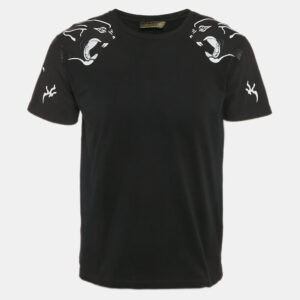 Valentino Black Panther Print Cotton Crew Neck T-Shirt S