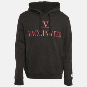 Valentino Black Printed Cotton Hooded Sweatshirt L