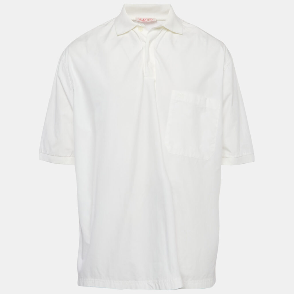 luxury-men-valentino-used-clothes-p1154082-001 Valentino White Cotton Oversized Short Sleeve Shirt XS