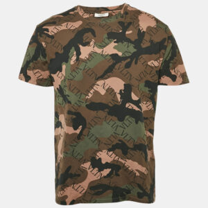 Valentino Green Camouflage Print Jersey Crewneck T-Shirt S