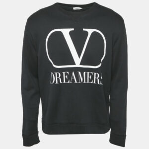 Valentino Black Logo Print Cotton Crew Neck Sweatshirt M