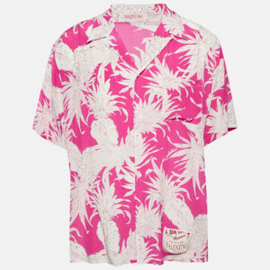 Valentino Pink Printed Silk Oversized Bowling Shirt M