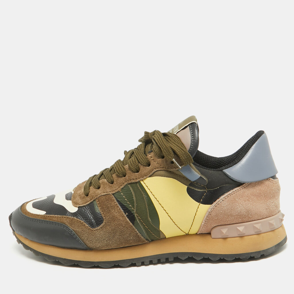 luxury-men-valentino-used-shoes-p1082781-001 Valentino Multicolor Leather and Suede Rockrunner Lace Up Sneakers Size 39.5