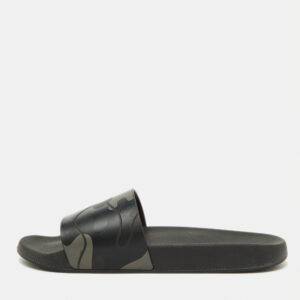 Valentino Black Camo Print Rubber Flat Pool Slides Size 45