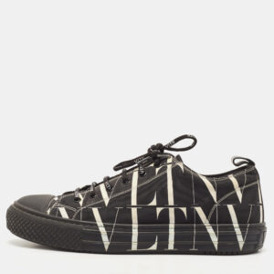 Valentino Black/White Canvas VLTN TIMES Giggies Lace Up Sneakers Size 42